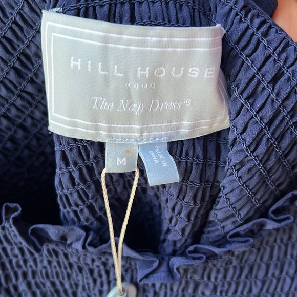 Hill House The Louisa Nap Dress Navy Crepe Blue Smocked Midi Dress NWT Pockets - Picture 6 of 16